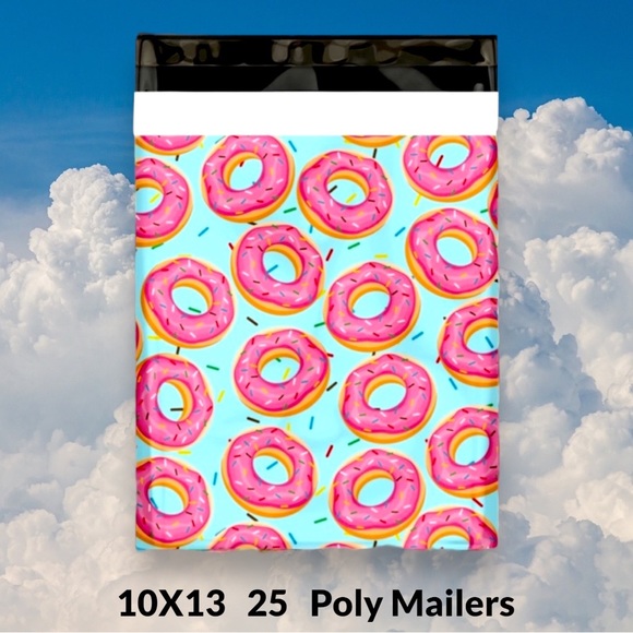 ( Quantity 25 10x13 ) Donuts and Sprinkles Poly Mailers Bag Shipping Envelope - Picture 2 of 2